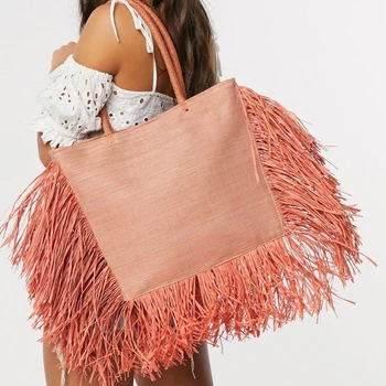 Bohemijos kutas rafija didelės talpos entire dizaineris moterys austi šiaudų krepšiai prabanga vytelių lady pečių maišą vasaros paplūdimio rankinė