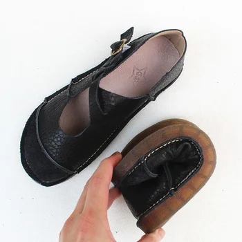 Careaymade-Odos Vintage Moterų plokščio minkšto pado batai,orui ir patogūs, originalaus apvalios galvos, rankų darbo, bendros batai