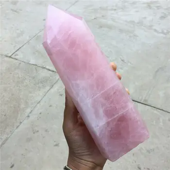 Didelės Gamtos Pink Rose Kvarco Kristalo Obeliskas Lazdelė Taško Gydymo