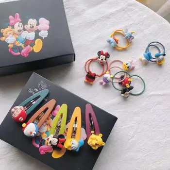 Disney Mickey, Donald Duck šukuosena cartoon vaikų staigius galvos virvę derinys dovanų dėžutėje mielas gumos juosta