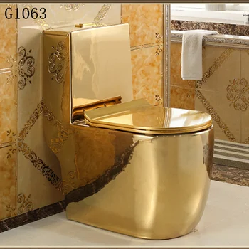 Keramikos auksinio unitazo auksu spalva tualetas sidabro tualetas