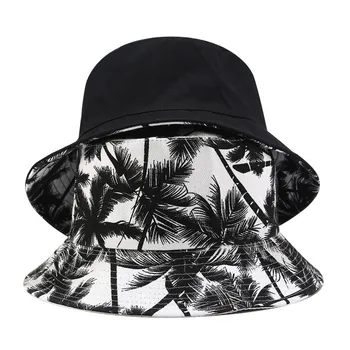 Mados Moterų Ir Vyrų Spausdinti Drobės dvipusis Lauke Kibiro Kepurę nuo Saulės Skrybėlę Bžūp kibiro kepurę hip-hop ' as, vyras ir moteris, vasaros skrybėlę