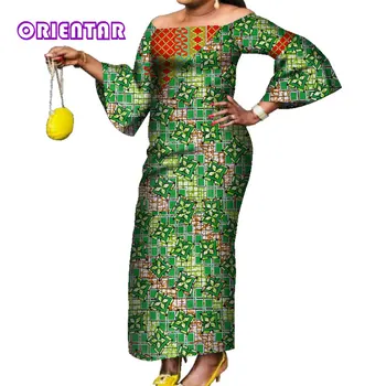 Mados Velniop Kaklo Ankara Suknelės Moterims Afrikos Spausdinimo Ilgai Dashiki Suknelė Šalis Drabužius, Plius Dydis Afrikos Drabužiai Moterims WY7713