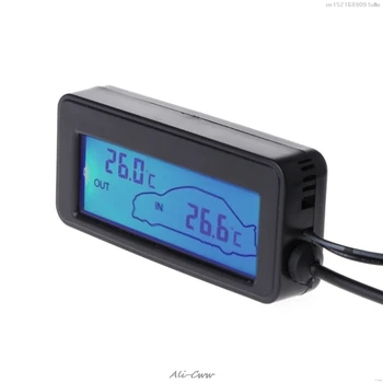 Mini Mėlynas LCD Skaitmeninis Automobilinis LCD Ekranas Patalpų Lauko Termometras 12V Transporto priemonių, 1,5 m Kabelis Jutiklis