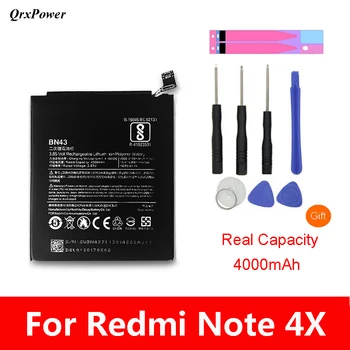 Originalus BN43 Mobiliojo Telefono Bateriją Xiaomi Redmi Pastaba 4X Realias galimybes 4000mAh Pakeitimo Li-ion Baterija + Įrankio