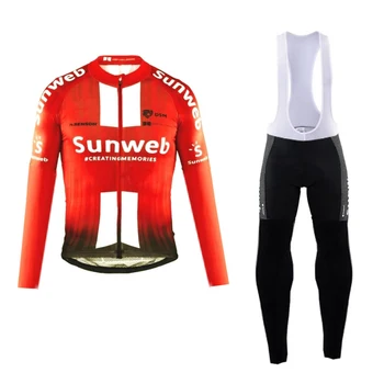 Pavasario plonas pro komandos sunweb raudona dviračių džersis nustatyti mens ciklas, kvėpuojantis audinys MTB Ropa Ciclismo Dviračių maillot gelio padas