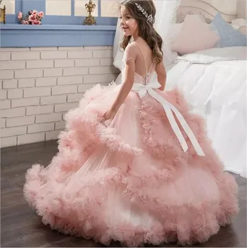 Princesė Gėlių Nėrinių Tutu Mergina Suknelė Vestuvių Vakarą Mopping Ilgas, Purus Elegantiškas Šalis Kostiumas Vaikams Mergina Dress 10 12 Metų