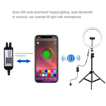 PULUZ 12 colių Pritemdomi RGB LED Selfie Žiedas Žibintai ir 1.1 m Stannd Trikojo &tolimas Nuotraukos ir 