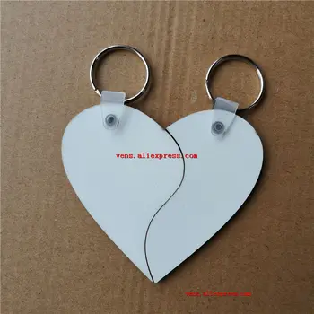 Sublimacijos tuščią mdf keychains du širdies formos raktų žiedas karšto perdavimo spausdinimo priemonės 