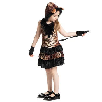 Vaikai Gyvūnų Tigras Cosplay Kostiumų, Gražių Merginų, Vaikų Halloween Carnival Išgalvotas Cosplay Šalis Dress Up Komplektai