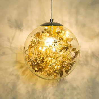 Šiaurės Stiklo Kamuolys Gėlių Pakabukas Šviesos diodų (LED) Šiuolaikinės Kabo Lempa svetainė, Miegamasis, Virtuvė, Restoranas, Parduotuvė Puošmena