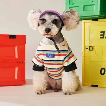 Šunų drabužius rudenį mažųjų ir vidutinių šunų dryžuotas megztinis Teddy veislės kalytę Pomeranijos Corgi katė plonas, pritaikytas drabužiai