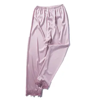 2019 Moterų Lady Šilko Satino Pižama Kelnės Pyjama Sleepwear Loungewear Homewear Miego Likučius