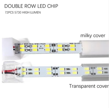50CM DC12V dviguba LED Juostelė šviesos 5630 Su PC padengti 72leds Standus šviesa sunku juostelės su raudona ir juoda laidus