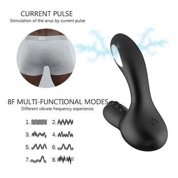 8 Greičiu Analinis Dildo, Vibratoriai, Elektros Šoko Prostatos Massager Tarpvietės Stimuliatorius Analinis Butt Plug Sekso Žaislais Vyrams, Moterims
