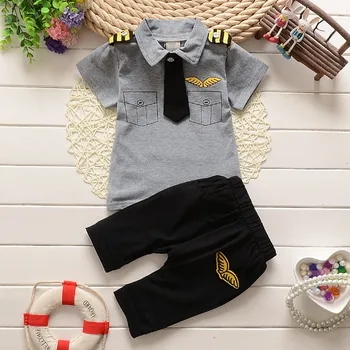 BibiCola 2020 drabužiai tiktų vaikams, kūdikių berniukų vasaros drabužių rinkiniai medvilnės vaikai kaklaraištis džentelmenas komplektus drabužių rinkinys, kombinezonas