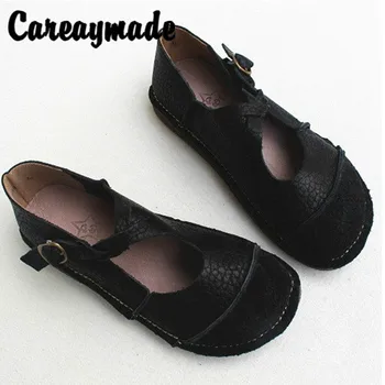 Careaymade-Odos Vintage Moterų plokščio minkšto pado batai,orui ir patogūs, originalaus apvalios galvos, rankų darbo, bendros batai