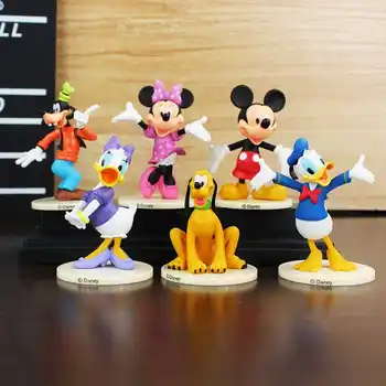 Disney Vaikas Žaislai, 6pcs/Set 7-9cm Mickey Minnie Mouse Klubą ančiukas Donaldas Kolektoriai Veiksmų Skaičius, Žaislai, Lėlės Kalėdų Dovana
