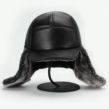 Doit Odos Žieminiai kailiniai skrybėlės Vėjo Storas šiltas kailis viduje tėtis Dovana bžūp senis ' s ushanka skrybėlę vyrų rusijos Earflap skrybėlę