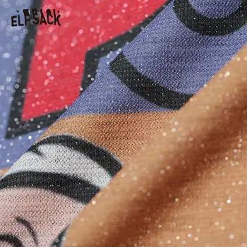 ELFSACK Spalvotų Grafinis Spausdinti Atsitiktinis Šviesus Mini Suknelė Moterų 2020 M. Vasarą ELF Trumpas Rankovės korėjos Ponios Kasdien Suknelės