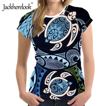 Jackherelook Prekės DesignerTurtle Polinezijos Trabal Havajų Marškinėlius Mergina Harajuku Atsitiktinis Balta Marškinėliai Vasaros Moterų Marškinėliai