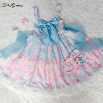 Japonijos Saldus Kawaii Jsk Lolita Dress dreamcatcher jsk Rankovių Bowknot Derliaus Viktorijos Moterų Princesė Šalis Suknelė