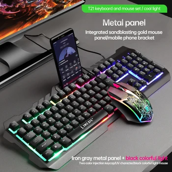 Mechaninė Klaviatūra Žaidimų Klaviatūra ir Pelė, 104 klavišai, mygtukai su apšvietimu USB Laidinė klaviatūra su foniniu Apšvietimu pro Nešiojamas PC gamer