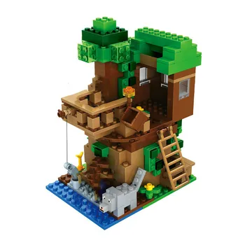 Medžio Namas Mažų Statybos Blokų Rinkinius Su Steve Veiksmų Skaičiai Suderinama Mano Pasaulis MinecraftINGlys Rinkinius, Žaislus Vaikams