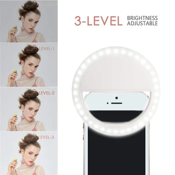 Mobilusis Telefonas Šviesos Įrašą Selfie LED Auto Flash Mobilųjį Telefoną Išmanųjį telefoną Turas Nešiojamų Selfie Užpildyti Žibintuvėlis Makiažo Veidrodėliai