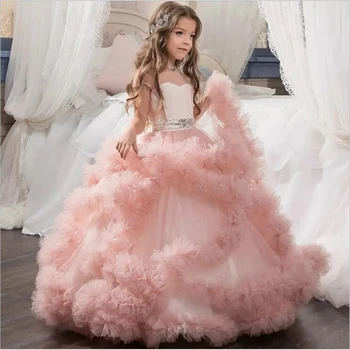 Princesė Gėlių Nėrinių Tutu Mergina Suknelė Vestuvių Vakarą Mopping Ilgas, Purus Elegantiškas Šalis Kostiumas Vaikams Mergina Dress 10 12 Metų