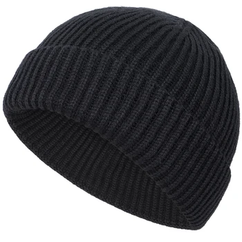 Rudenį ir žiemą naujas vyrų megztas medvilnės skrybėlės, šiltas ir patogus kieto spalvų mados slidinėjimo kepurės vyrų ir moterų skullies