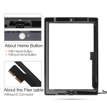 Už iPad4 Jutiklinis Ekranas iPad 3 4 Ekrano iPad3 skaitmeninis keitiklis Pakeitimo Touchscreen Stiklo plokštės Nemokamai Rėmo Bezel A1430