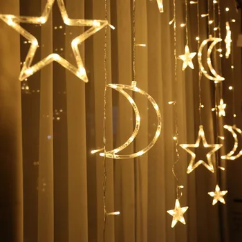 ZUCZUG Kalėdų Žiburiai Apdailos Atostogų Žiburiai Užuolaidų Lempos Vestuvių Neon Žibintų LED Lempos String Moon Star Lempos Šviesos Fėja