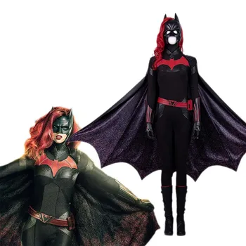 2019 Helovinas Karšto Batwoman Cosplay Kostiumų Batlady Seksualus Jumpsuits su Kauke Perukas Apsiaustu, Batai, Aksesuarai