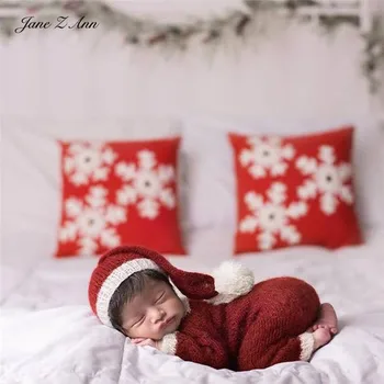 2020 m. Nauja Baby Nuotrauka Kalėdų Tema, komplektai, rankų darbo megzti skrybėlę+romper kalėdų dovana studija fotografavimo priedai