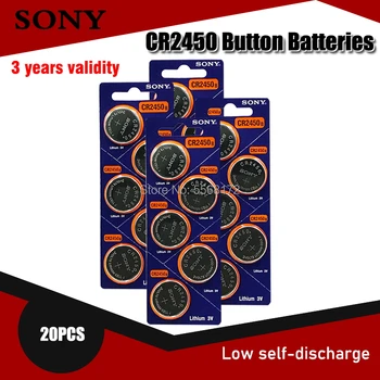 20PCS Originalus Sony CR2450 CR 2450 3V 550mah Ličio Baterijas Laikrodžiai laikrodžiai klausos Pedometer Mygtuką Moneta Ląstelių