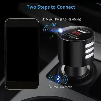 3.4 Bluetooth FM Siųstuvas Automobilinis USB Įkroviklis Belaidžio Radijo Adapterį MP3 Grotuvas, automobilinės laisvų Rankų įrangą Greitai Įkrauti USB Įkroviklis