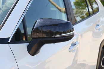 Anglies Pluošto Galinio vaizdo Veidrodėlis Padengti Trim Tinka Toyota RAV4 2019 2020 galinio vaizdo Veidrodėliai Liejimo Raštas Priedai