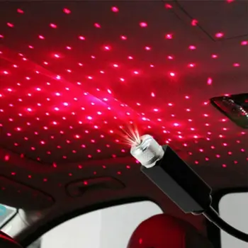 Aukštos Kokybės 1pc Universalus USB Mini Raudonas LED Automobilio Stogo Star Naktį Šviesos Galaxy Apdailos Lempos 5V 1A 1W