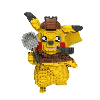 Detektyvas Pikachued Diamond Blokai Žaidimas Filmą Veiksmų Skaičiai Žaislai 2750pcs Micro Blokai Vaikams 19.8 cm aukščio Plytų