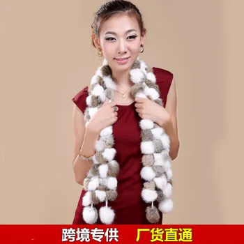Didmeninė tiekimo kailio šalikas-skara kamuolys kamuolys nekilnojamojo triušio plaukų skara keturios tinklinio lady reklamos žiemą šiltas šalikas