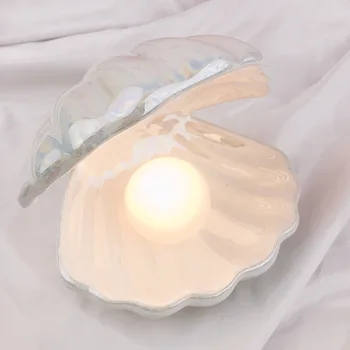 Ins Japonų Stiliaus Keramikos Shell Perlų Naktį Šviesos Streamer Undinė Fairy Shell Naktį Lempa Naktiniai staleliai, Namų Puošybai Kalėdų Dovana