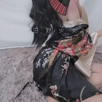 Japonijos Seksualus apatinis Trikotažas, Pižama Pižamą Spausdinimo Seksualus Vienodą Moterų apatinis Trikotažas Japonijos Kimono Žaidimas Cosplay Vienodas naktiniai drabužiai