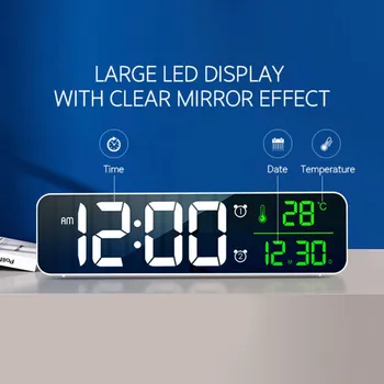 LED Skaitmeninis Laikrodis-Žadintuvas Žiūrėti Miegamieji Lentelė Skaitmeninio signalo Atidėjimo Elektroninių USB Stalinis Veidrodis, Laikrodžiai, Namų Stalo Apdailos