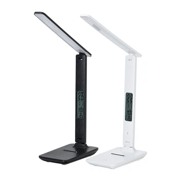 LED Stalo Lempa 3Mode Šviesos Odos Tekstūra USB Lankstymo Skaityti Stalo Lempa Su temperatūra Kalendorius LCD Ekranas DC5V Juoda/Balta