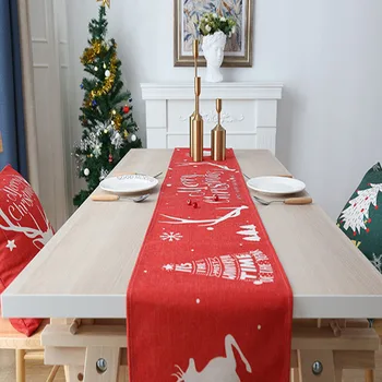 Linksmų Kalėdų Ins Stalo Bėgikų Kalėdų Dekoracijas staltiesė Spausdinimo Kalėdų Stalo Vėliavos Viešbutis Namuose Kalėdos Dekoro lova vėliava
