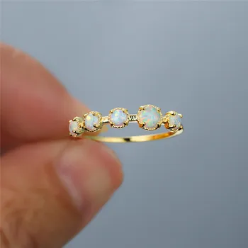 Minimalistinio Moterų Opalas Akmuo Mažas Žiedas Žavesio Aukso Spalvos Plonas Derliaus Vestuvinis Žiedas Ir Vestuvių Turas Sužadėtuvių Žiedai Moterims