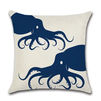 Navigacijos Mėlyna Inkaro Pagalvė pagalvėlės Dangtis Jūrmylių Aštuonkojai Lino Buriavimo Lighth Viduržemio jūros Užvalkalas Namų Sofa-Dekoratyvinis