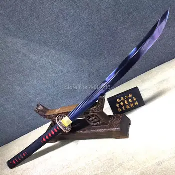Nuostabus Kovos Broadsword Nekilnojamojo Aštrių Damasko Plieno Lankstymo Blue Blade Full Tang Sabre Kardas Katana Gražus Metalo Amatų