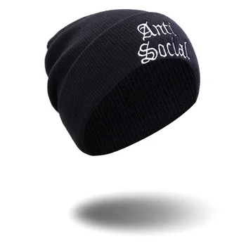 Stabdžių Socialinės Laišką Siuvinėjimo Žiemą Šiltas Beanies Vyrų ir Moterų Hip-hop Megzti Skrybėlę Slidinėjimo kepurė